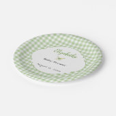 Assiette de fête prénatale Papillon et Gingham Ver (Angle)