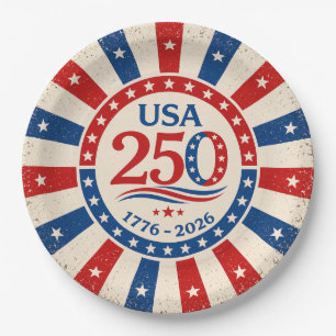 Assiette de fête Vintage America 250 Patriotique U