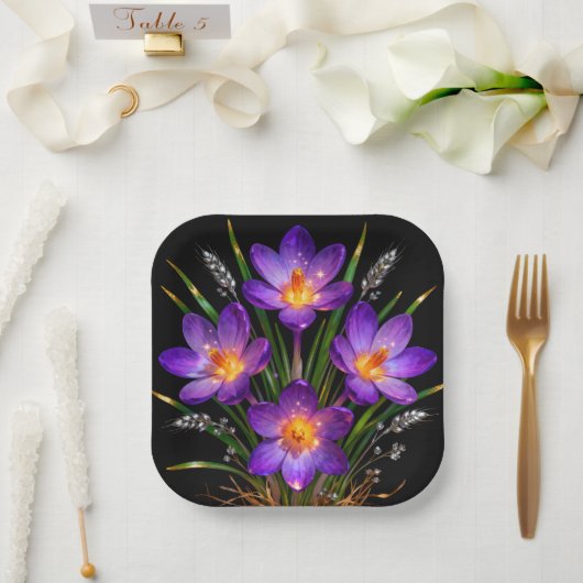 Assiette de mariage Crocus Violet (Mariage)