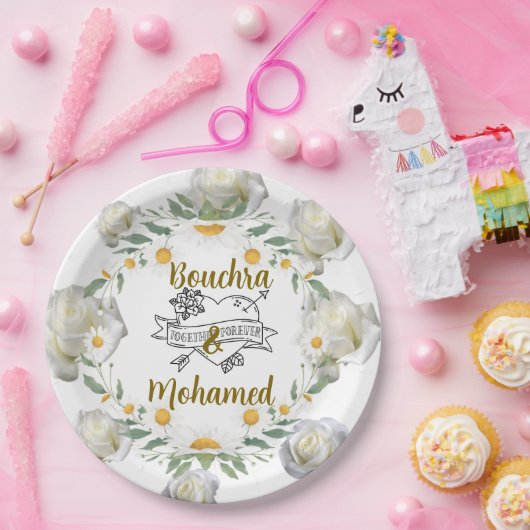 Assiette de mariage florale (Fête)