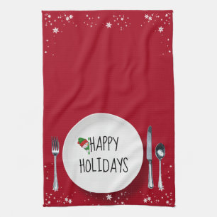 Assiette de Noël avec serviette de cuisine bonhomm