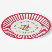 Assiette de Noël manège Rouge et Blanc (Angle)