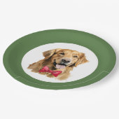 Assiette de Noël Retriever doré animal de compagni (Angle)