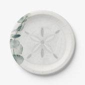 Assiette de papier mariage Eucalyptus et Dollar de (Devant)
