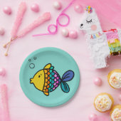 Assiette de poissons colorés avec fond bleu (Fête)