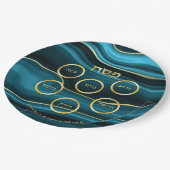 Assiette de Seder de Pâque Fausse Agate Sarcelle & (Angle)