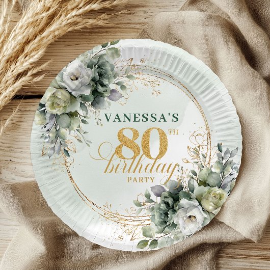 Assiette de style boho pour 80e anniversaire avec