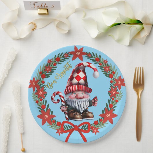 Assiette de vacances Gnome Bon Appétit (Mariage)