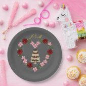 Assiette décorative grise pour gâteau avec cœur (Fête)