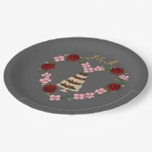 Assiette décorative grise pour gâteau avec cœur (Angle)
