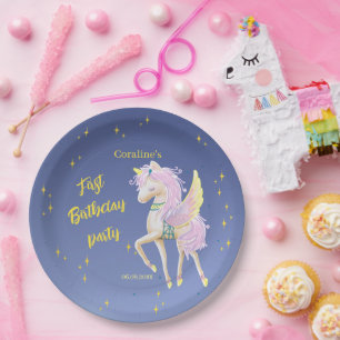 Assiette en carton avec l'image d'une licorne douc