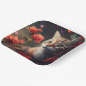Assiette en carton chat fleur (Angulaire)
