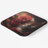 Assiette en carton chat fleur (Angulaire)