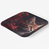 Assiette en carton chat fleur (Angulaire)