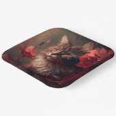 Assiette en carton chat fleur (Angulaire)