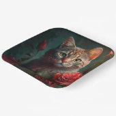 Assiette en carton chat fleur (Angulaire)