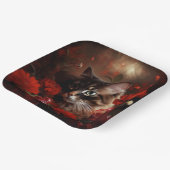 Assiette en carton chat fleur (Angulaire)