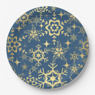 Assiette en carton - Flocons de neige de Noël