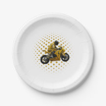 Assiette en carton moto sportive