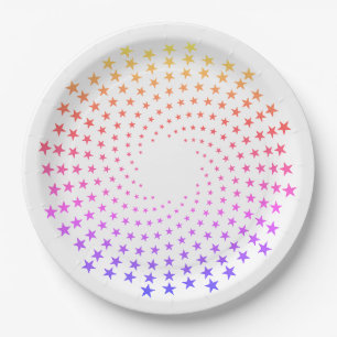 Assiette en carton - Tourbillons d'étoiles colorés
