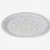 Assiette en fausse porcelaine florale et éventail  (Angle)