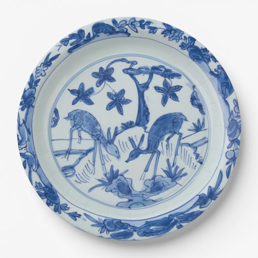 Assiette en faux porcelaine de Chine bleue et blan (Devant)