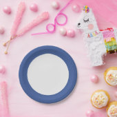 Assiette en papier à bordure bleue classique – Per (Fête)