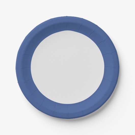 Assiette en papier à bordure bleue classique – Per (Devant)
