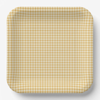 Assiette en papier à carreaux jaunes unisexe