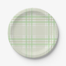Assiette en papier à carreaux vert sauge | Baby Sh