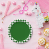 Assiette en papier à carreaux verts (Fête)