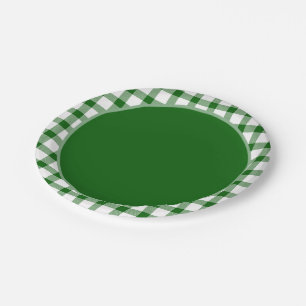 Assiette en papier à carreaux verts