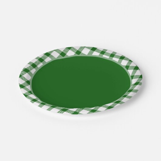 Assiette en papier à carreaux verts (Angle)