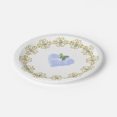 Assiette en papier à coeur bleu (Angle)