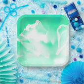 Assiette en papier à impression de fleurs vert mou (Fête)