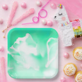 Assiette en papier à impression de fleurs vert mou (Fête)