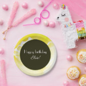 Assiette en papier à impression florale jaune (Fête)