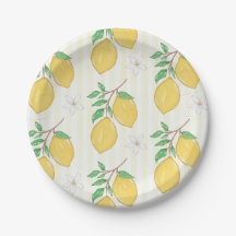 Assiette en papier à motif de citron pour pique-ni