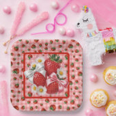 Assiette en papier à motif de fraise (Fête)