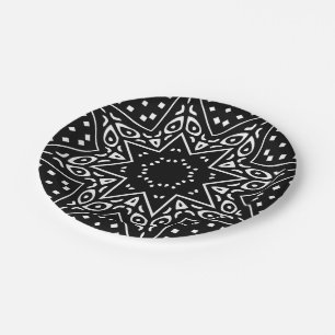 Assiette en papier à motif de mudcloth moderne
