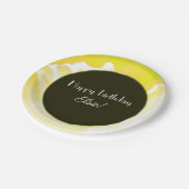 Assiette en papier à motif floral jaune (Angle)