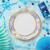 Assiette en papier à motif floral pastel avec rebo (Fête)