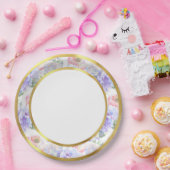 Assiette en papier à motif floral pastel avec rebo (Fête)