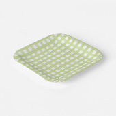 Assiette en papier à motif gingham vert pastel (Angulaire)