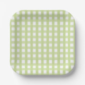 Assiette en papier à motif gingham vert pastel (Recto)