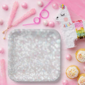 Assiette en papier à paillettes blanches (Fête)