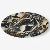 Assiette en papier abstraite chat noir décorative (Angle)