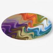 Assiette en papier abstraite multicolore ondulée (Angle)