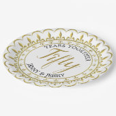 Assiette en papier anniversaire classique or et no (Angle)