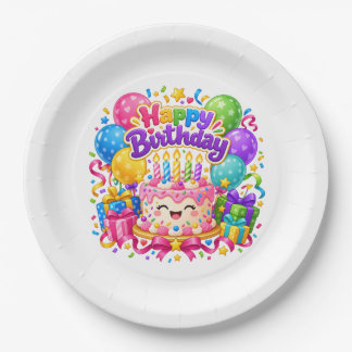 Assiette en Papier Anniversaire Coloré Fête Enfant